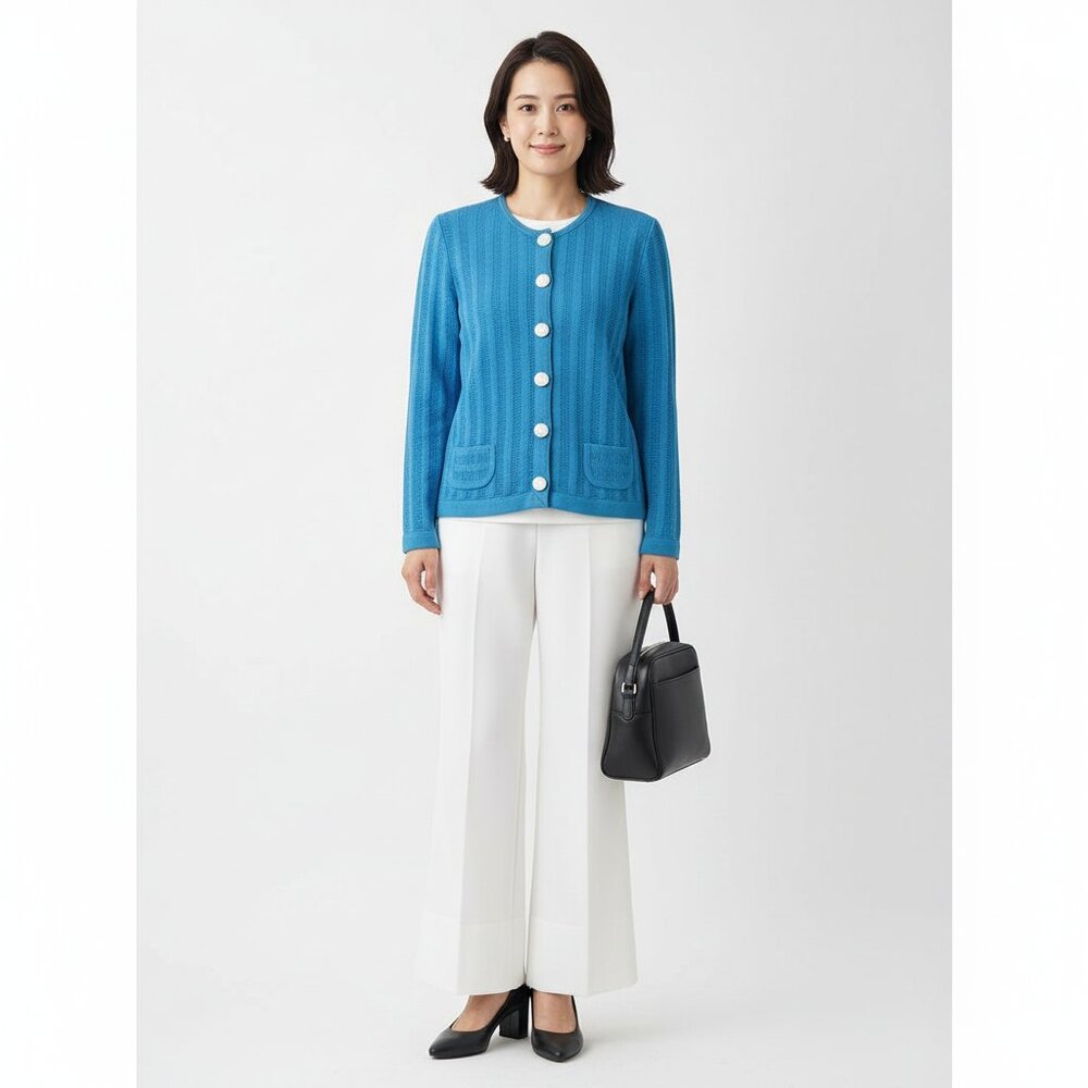 Castleberry Blue Knit Button Vintage Cardigan Long Sleeve Sweater M